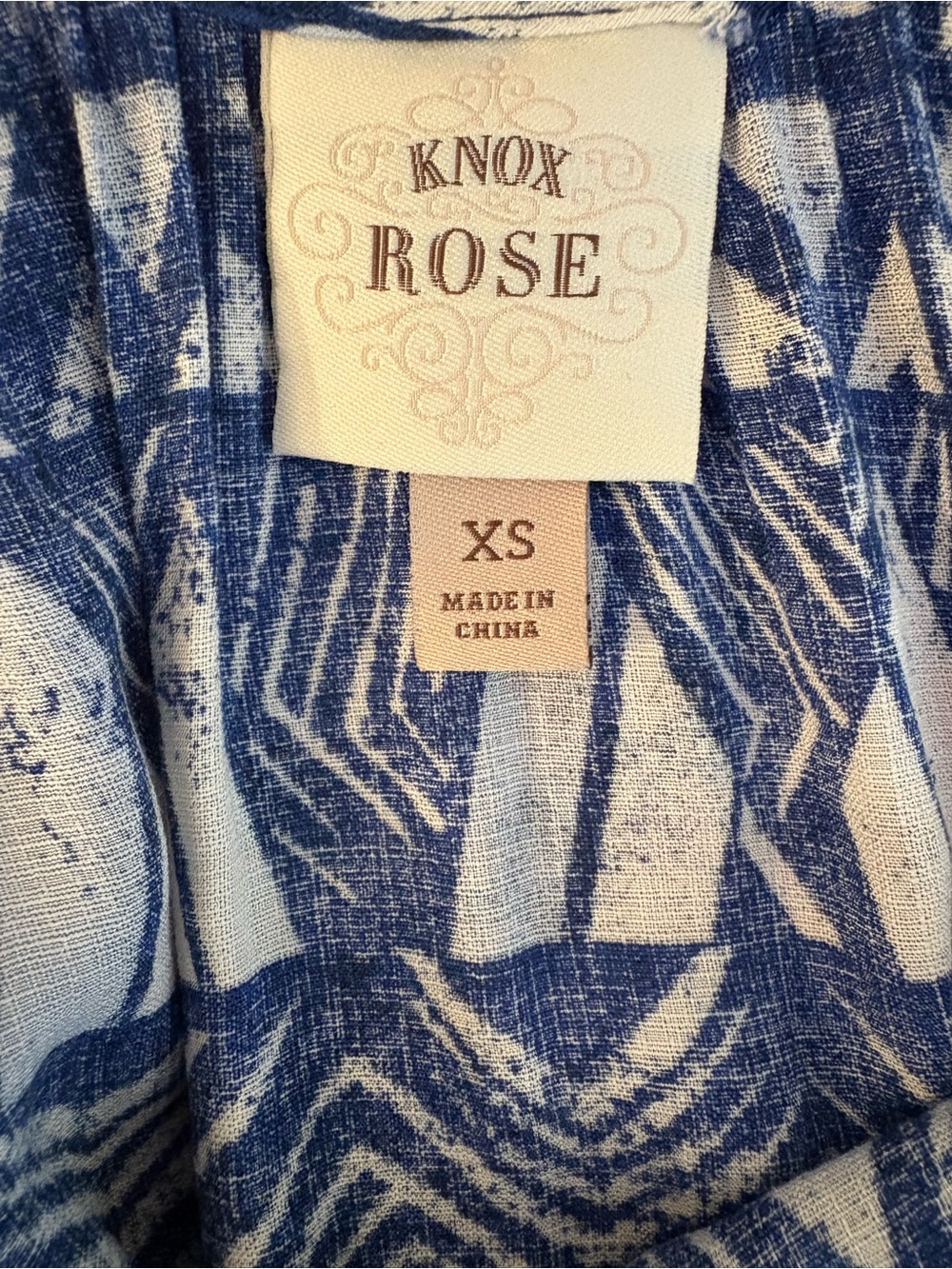 Knox Rose Blue and White Geometric Midi Dress, Size XS - Picture 3 of 6